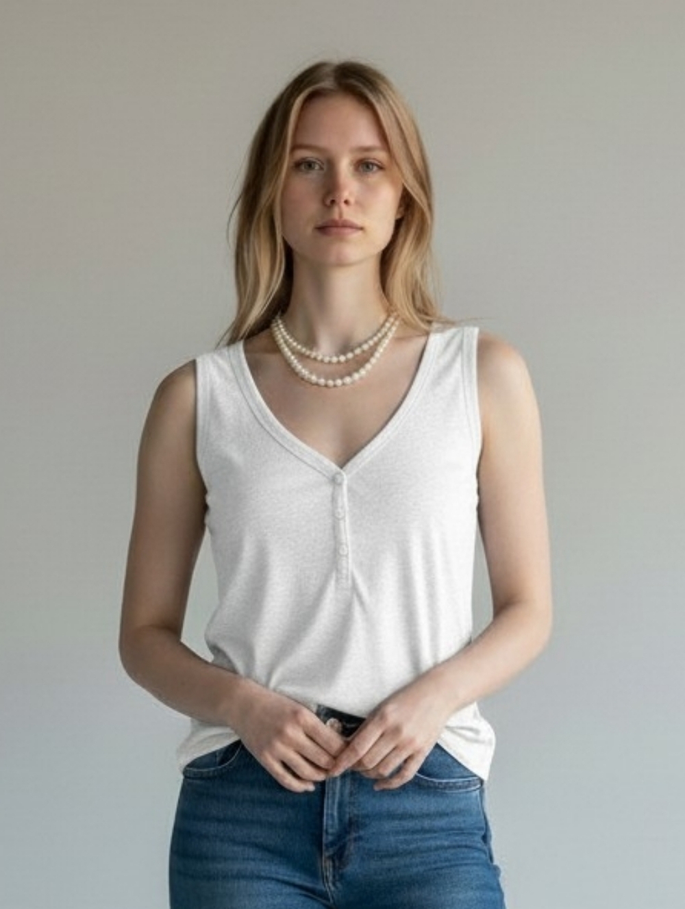 LOFT White Buttoned Tank Top M